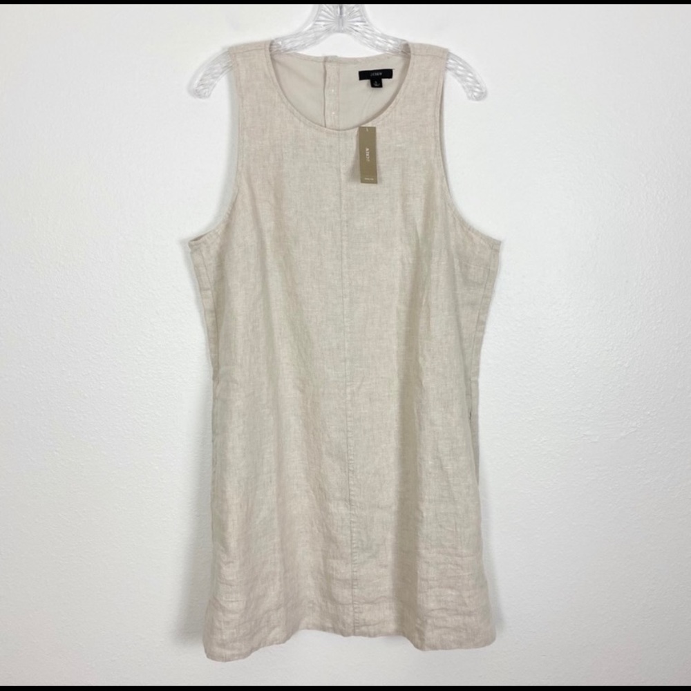 NWT J. Crew Button Back Linen Shift Dress AY634 Size Large